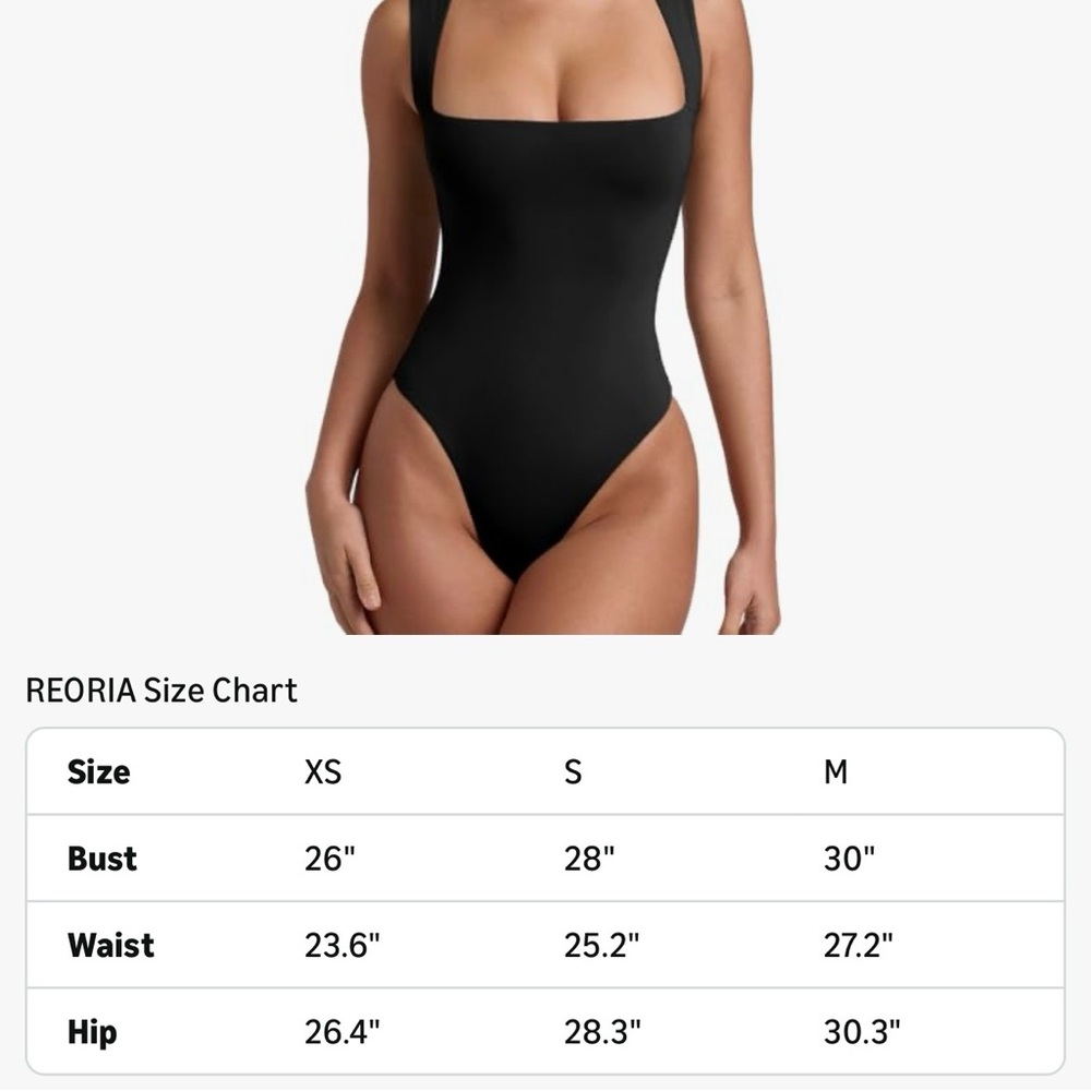 NWT/REORIA/Sexy Sleeveless/Square Neck/Black/Thong/Bodysuit/Size: XS - Picture 11 of 14